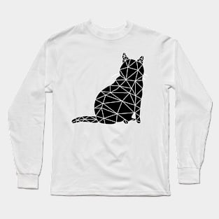 A round cat sits and looks around, Cat Geometric for Light Long Sleeve T-Shirt